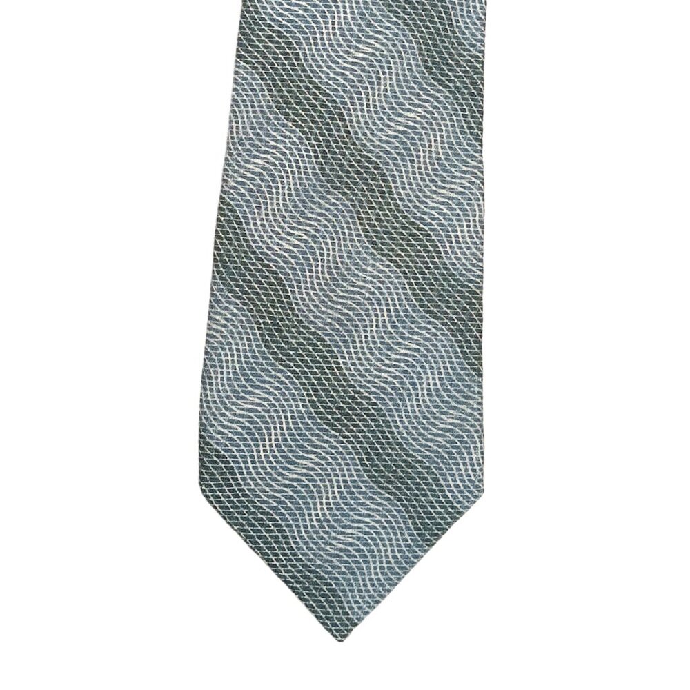 Z Inc Silk Tie Men’s 60.5” Green Gray Geometric Abstract Designer Wide Tie New